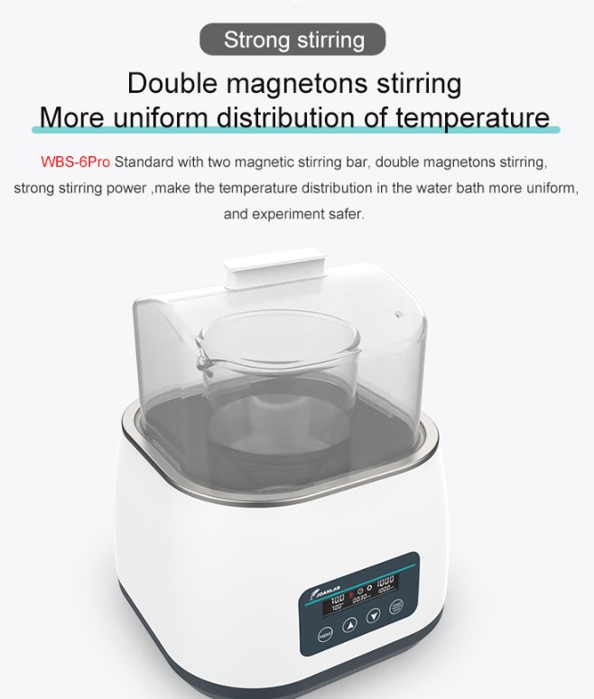 JOANLAB Water Bath with Magnetic Stirrer 100 ~ 1200 RPM 3 Liter WBS-6PRO