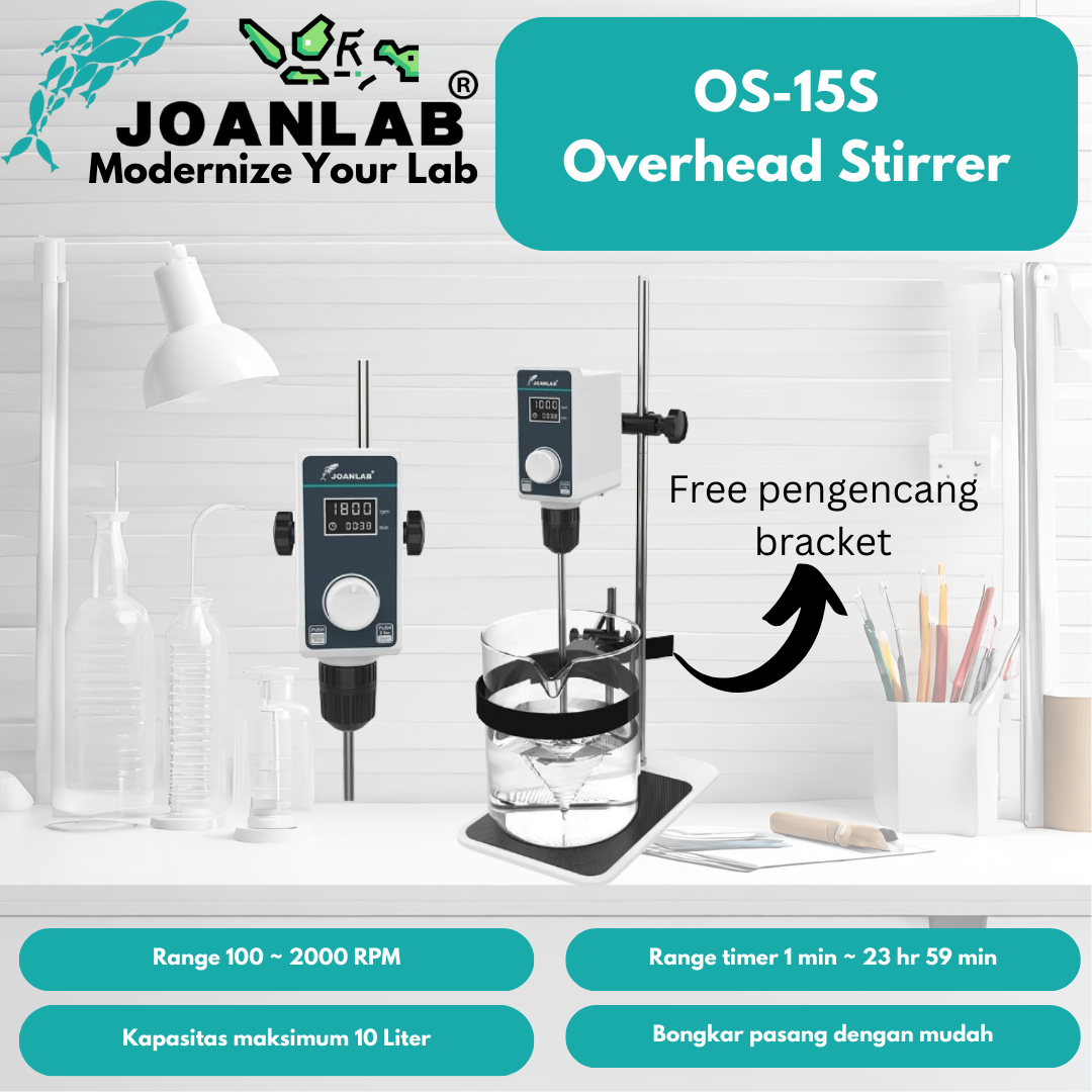 JOANLAB Overhead Stirrer Pengaduk Pencampur Liquid Mixer Lab 10L OS15S