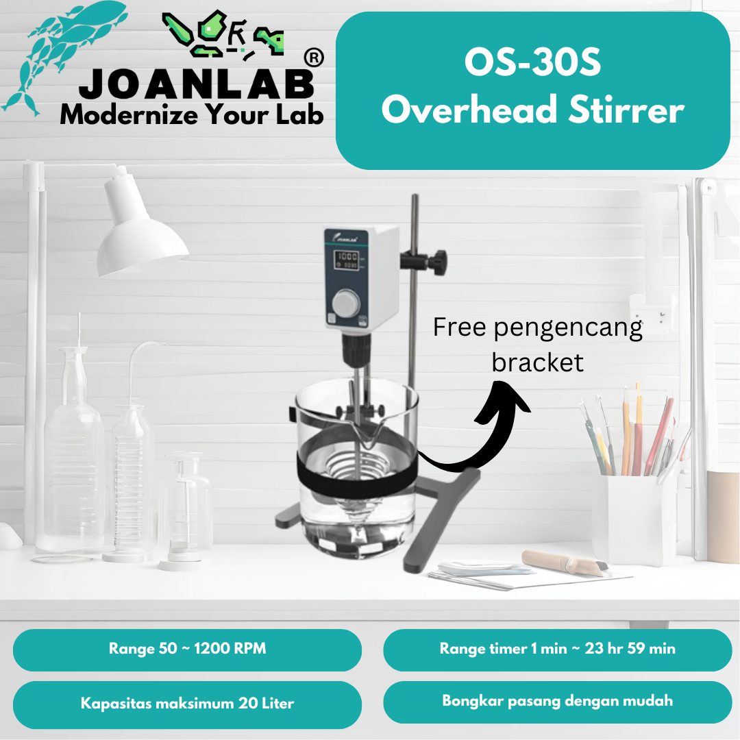 JOANLAB Overhead Stirrer Pengaduk Pencampur Liquid Mixer Lab 20L OS30S