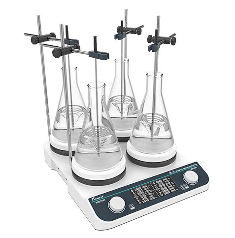 JOANLAB High Heating Hotplate Magnetic Stirrer 4 Platform Pemanas Pengaduk 4 Wadah HHMS-4MAX