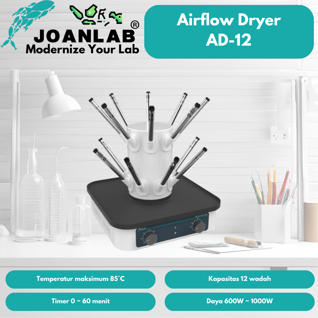 JOANLAB Airflow Dryer Alat Pengering Wadah Erlenmeyer Botol Tabung AD12