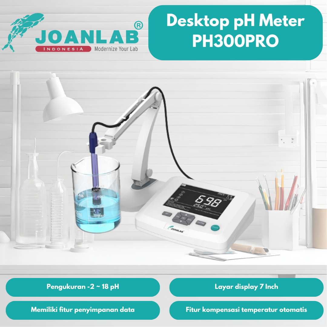 JoanLab Desktop pH Meter Bench Water Quality Analysis Lab Keasaman PH300Pro