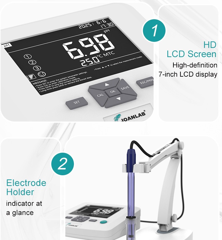 JoanLab Desktop pH Meter Bench Water Quality Analysis Lab Keasaman PH300Pro