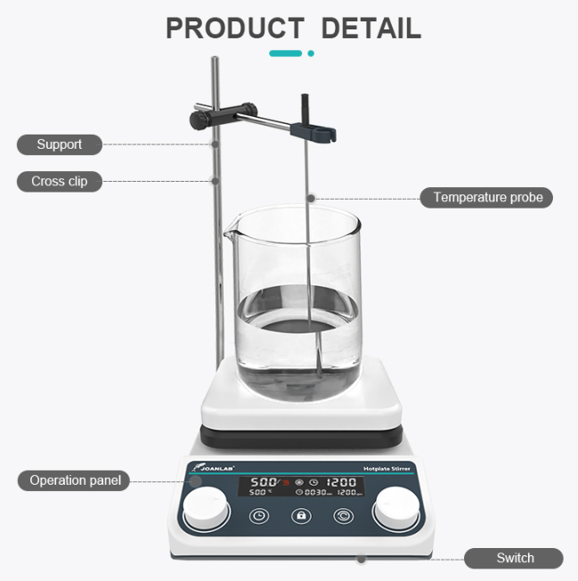 JOANLAB Heating Magnetic Stirrer Digital Display Thermostatic 5L 310C Plate Pemanas HS8PRO