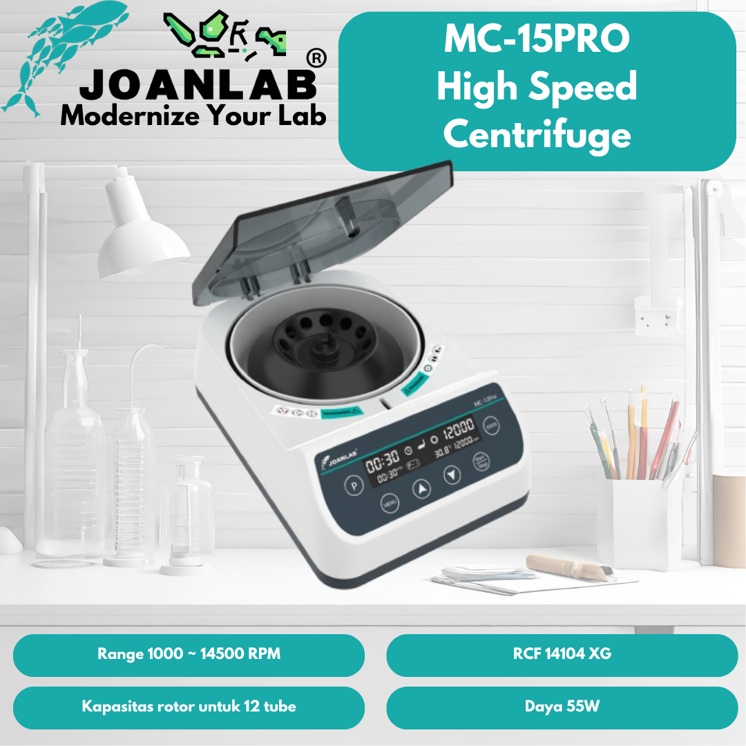 JOANLAB High Speed Centrifuge Mesin Sentrifugal Kecepatan Tinggi 14500 RPM MC15PRO