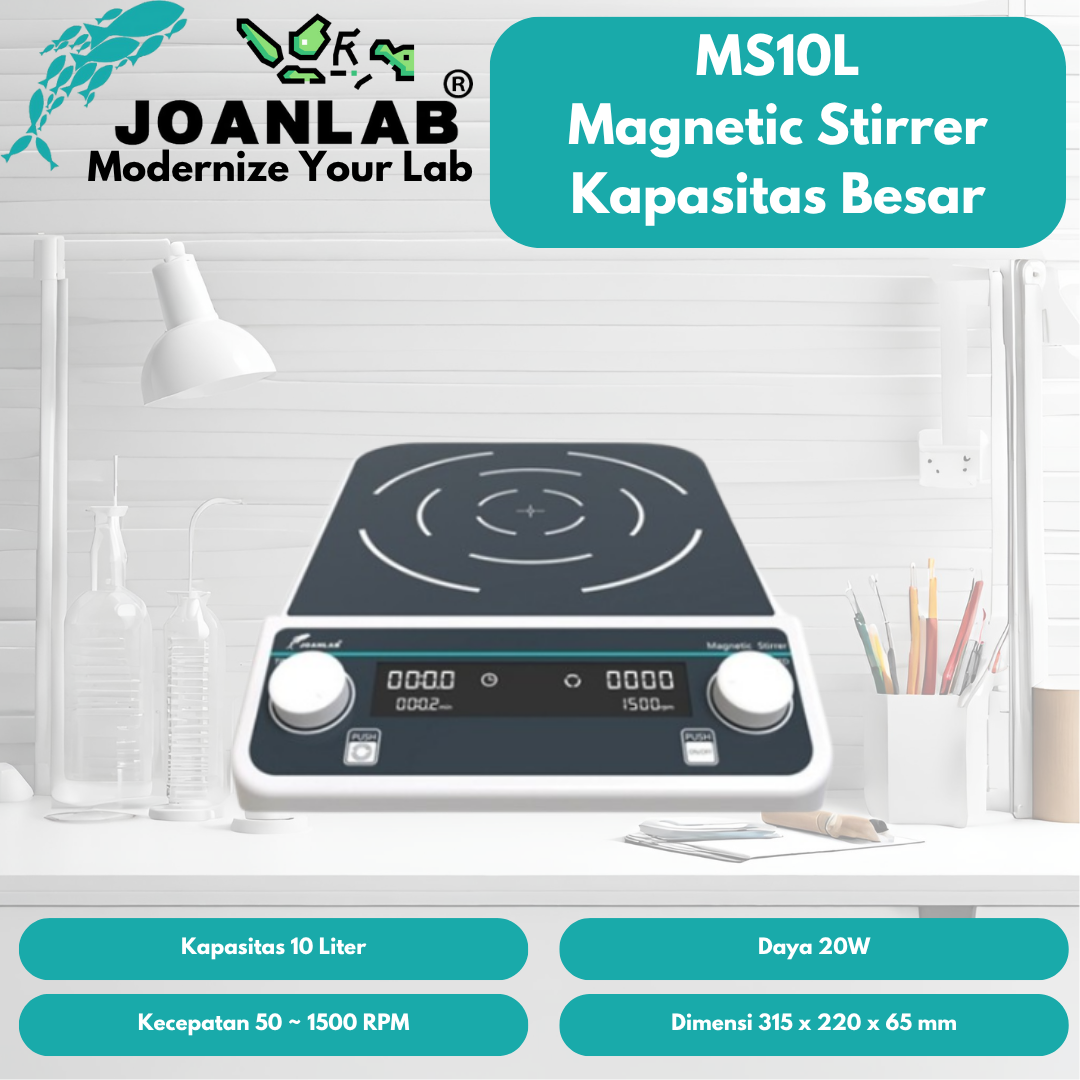 JOANLAB Magnetic Stirrer Large Pengaduk Magnet Capacity Kapasitas Besar 10L MS10L
