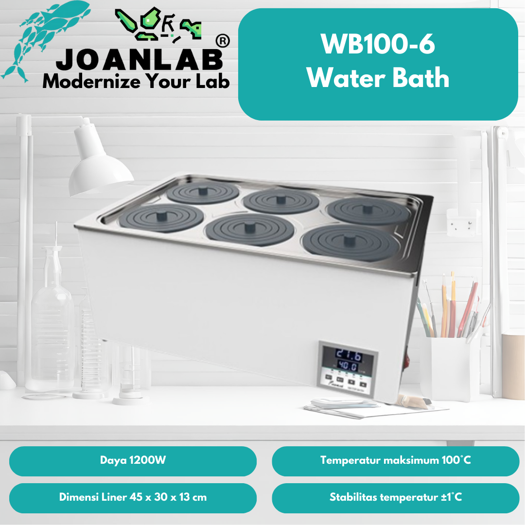 JOANLAB Water Bath Digital 6 Hole Lubang Timer WB100-6
