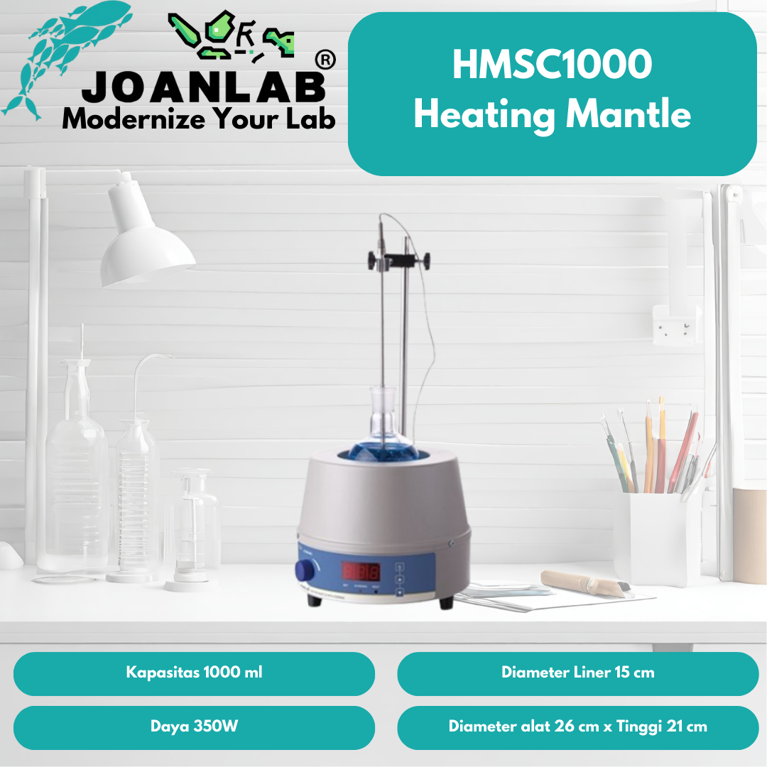 JOANLAB Heating Mantle + Magnetic Stirrer 1000 ml Mantel Pemanas Distilasi Pengaduk HMSC1000