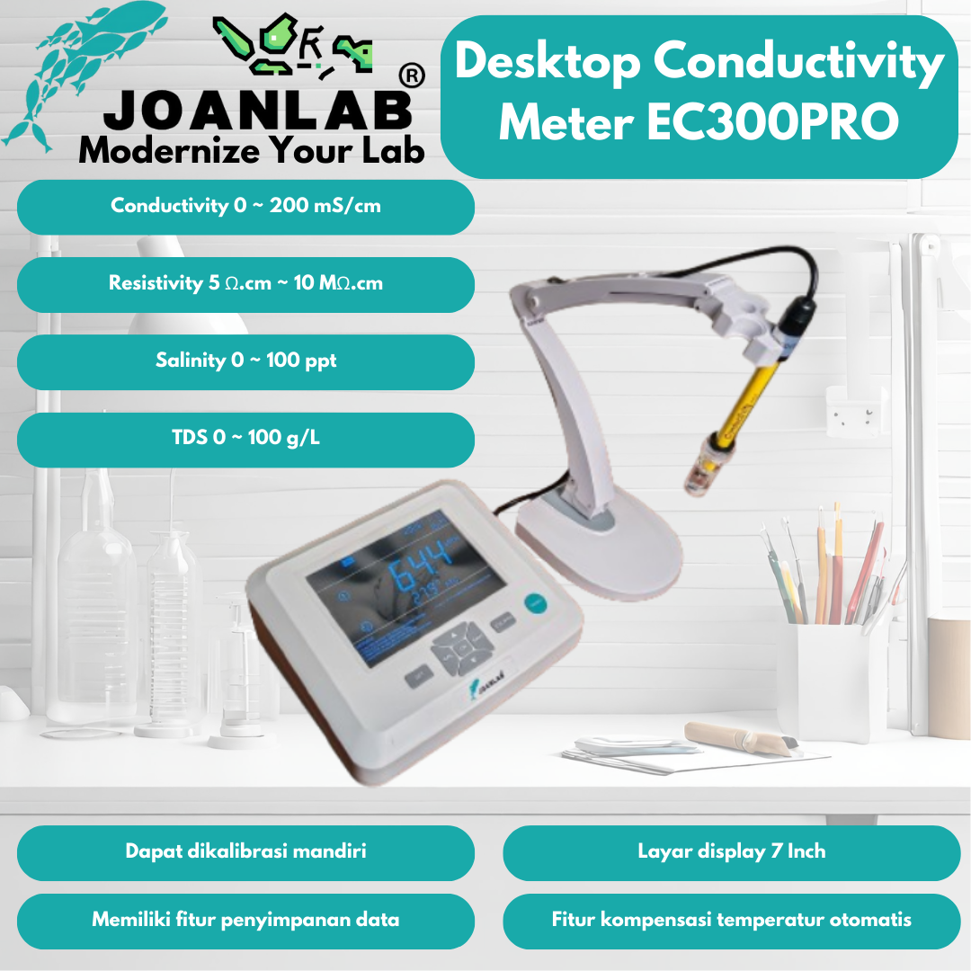 JOANLAB Conductivity Meter Water Quality Analyzer Konduktivitas Salinitas EC300PRO