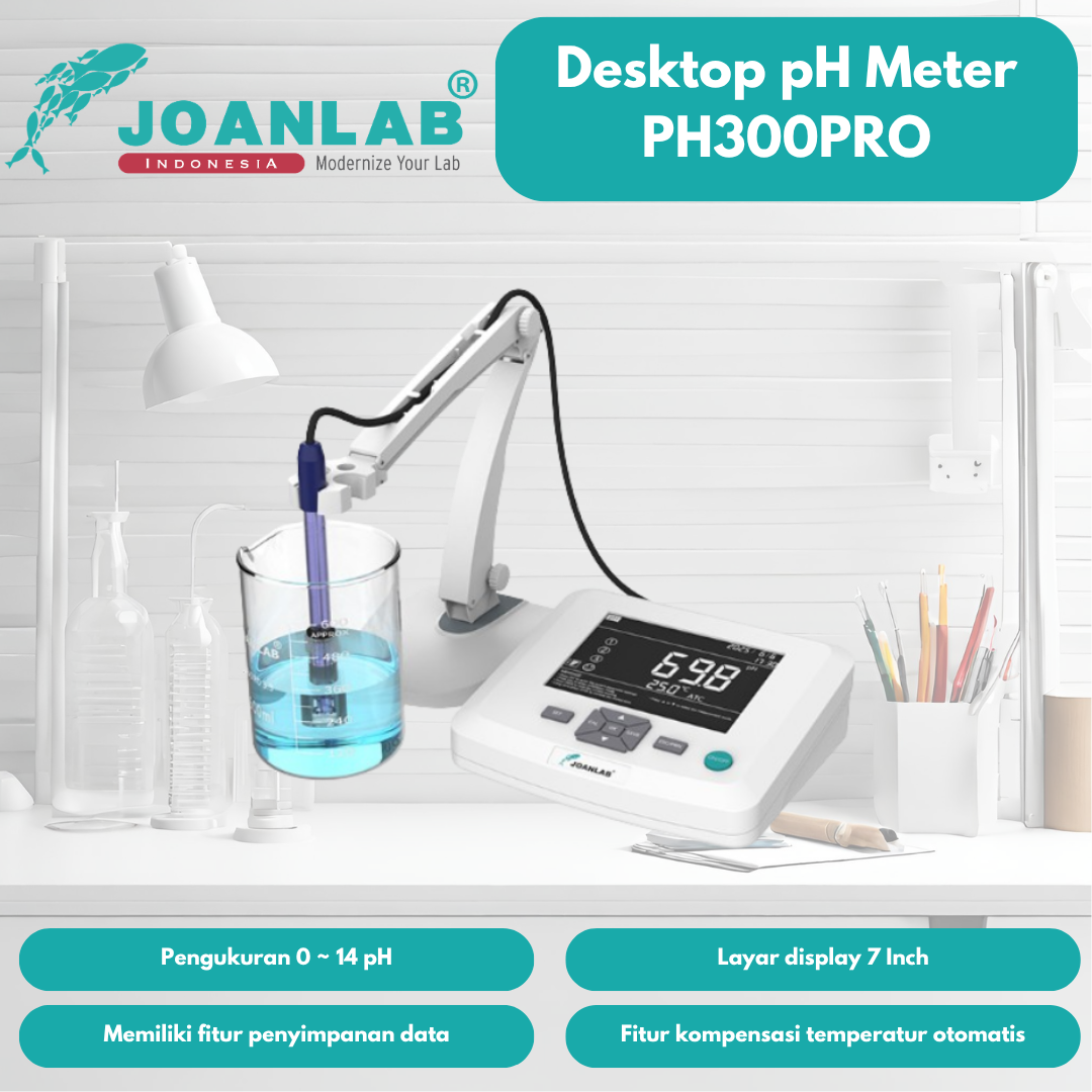 JoanLab Desktop pH Meter Bench Water Quality Analysis Lab Keasaman PH300Pro