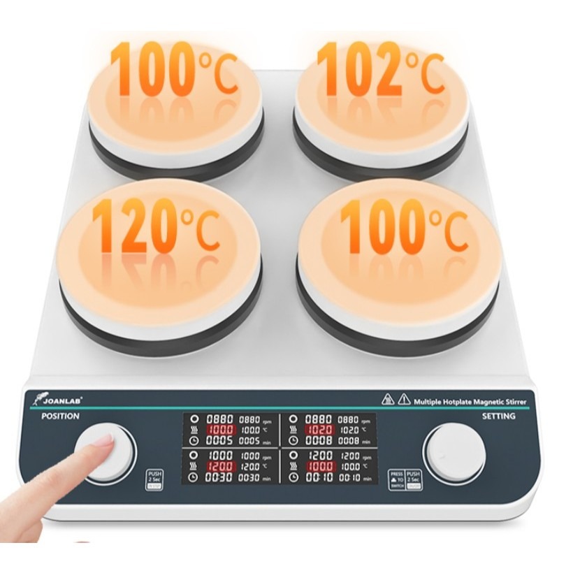 JOANLAB High Heating Hotplate Magnetic Stirrer 6 Platform Pemanas Pengaduk 6 Wadah HHMS-6MAX