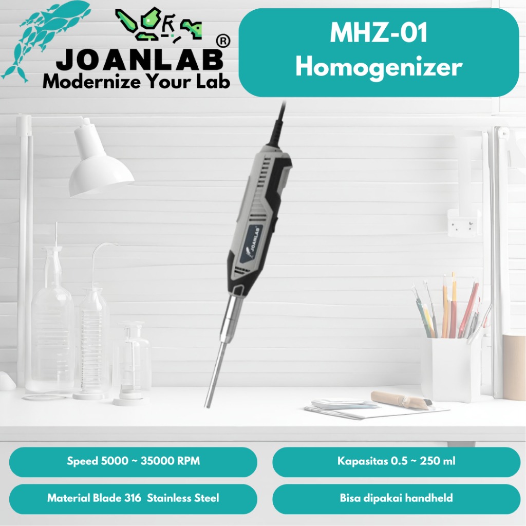 JOANLAB Homogenizer Handheld Emulsifier Disperser Mixer 5000-35000 RPM MHZ-01