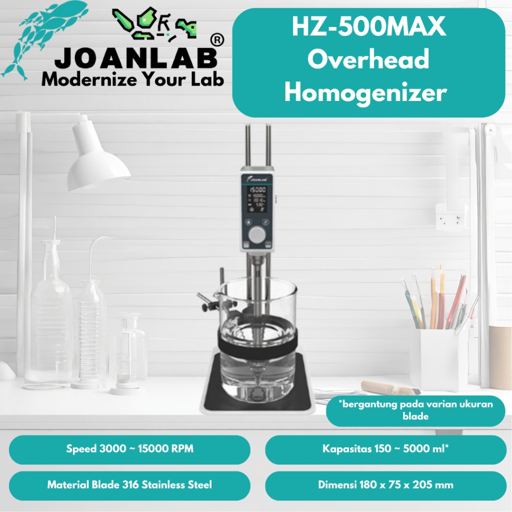 JOANLAB Overhead Homogenizer Homogenisasi Skala Besar 15000 RPM HZ-500MAX
