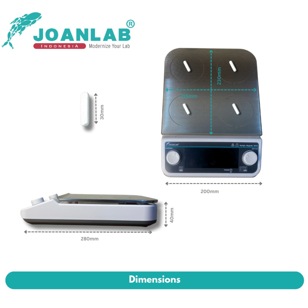 JOANLAB Multi Magnetic Stirrer with Heating 4 Wadah Pemanas Pengaduk MHS-4PRO
