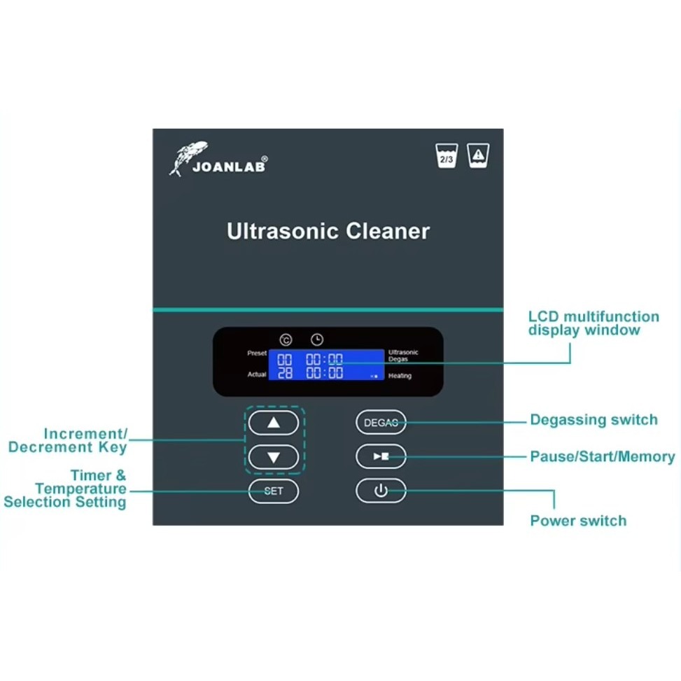 JOANLAB Ultrasonic Cleaning Machine Pembersih Kacamata Perhiasan Emas 3 Liter UC30D