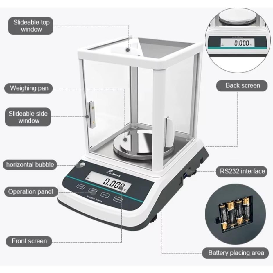 JOANLAB Digital Analytical Balance Dual Display Timbangan Dua Layar 0.001 gram 300 gr FA3003S