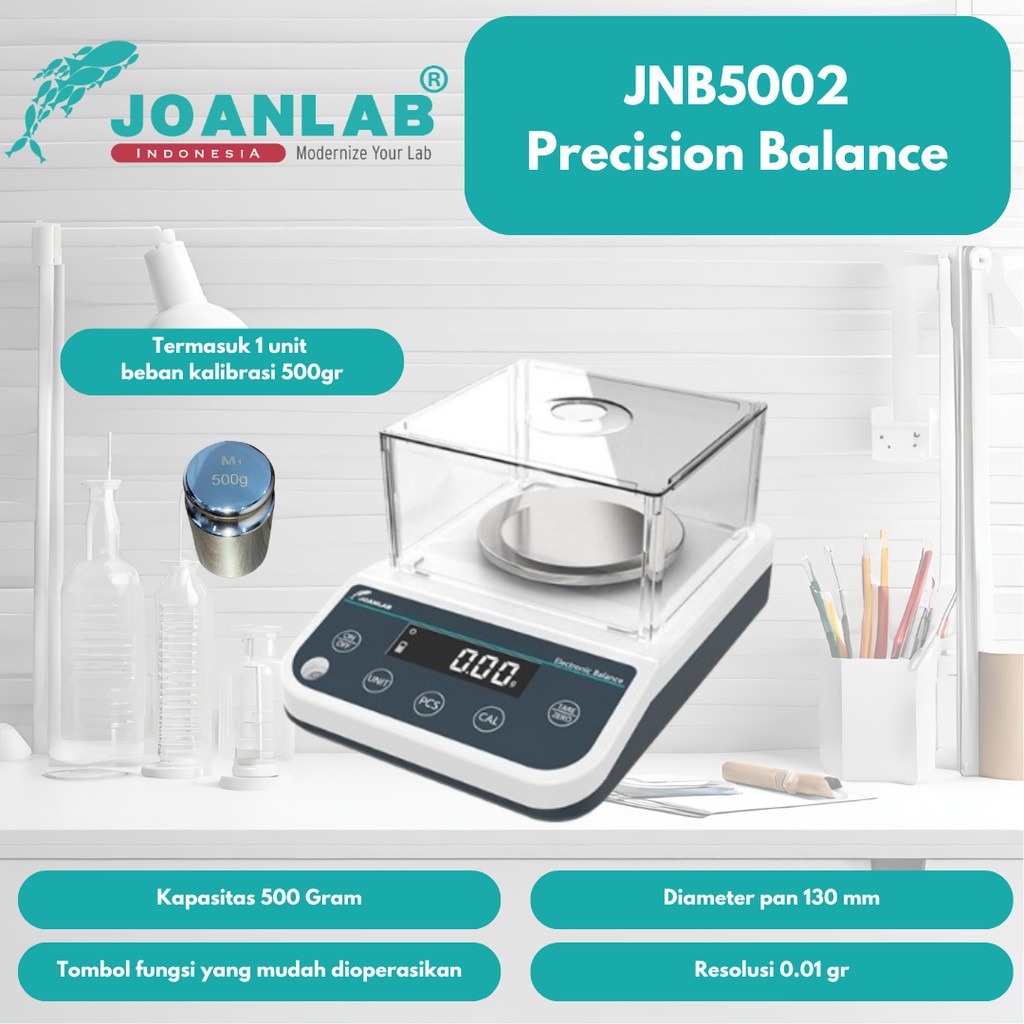 JOANLAB Precision Balance Timbangan Digital Electronic Resolusi 0.01 gram 500 gr JNB5002