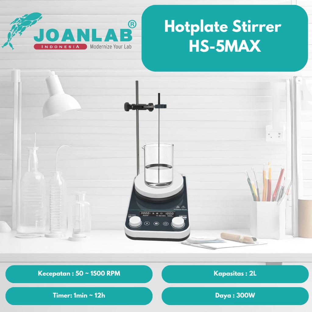 JOANLAB Hotplate Magnetic Stirrer Pemanas Pengaduk 2 Liter HS-5MAX