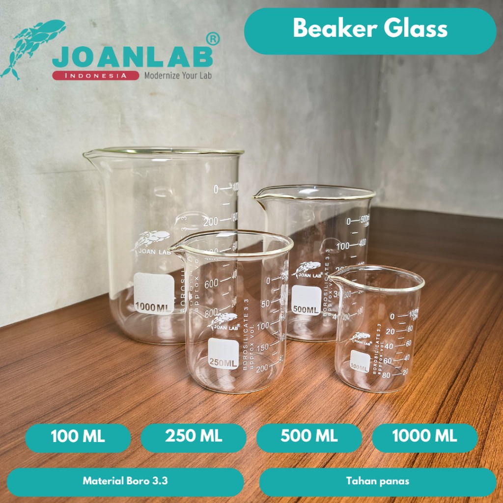 JOANLAB Beaker Glass Gelas Beaker Kaca Boro 3.3 1000 ml