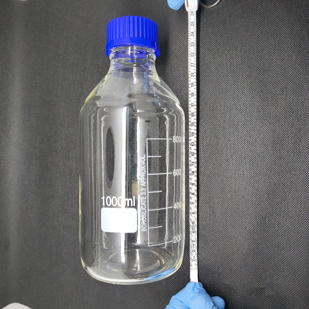 JOANLAB Botol Reagen Kaca GL45 1000 ml Bening Tutup Biru