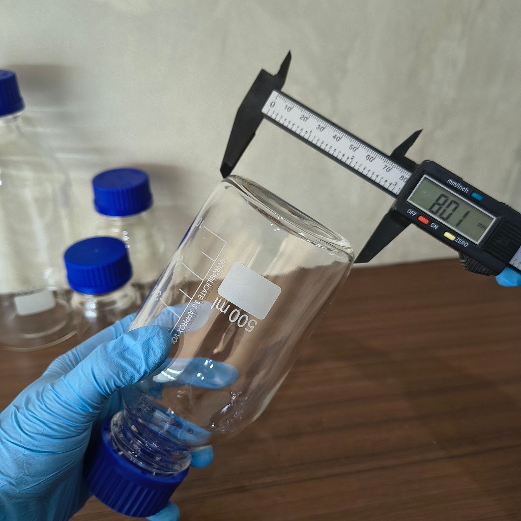 JOANLAB Botol Reagen Kaca GL45 1000 ml Bening Tutup Biru