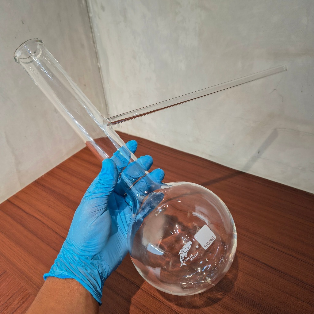 JOANLAB Labu Distilasi Distillation Flask Boro 3.3 Bening 1000 ml