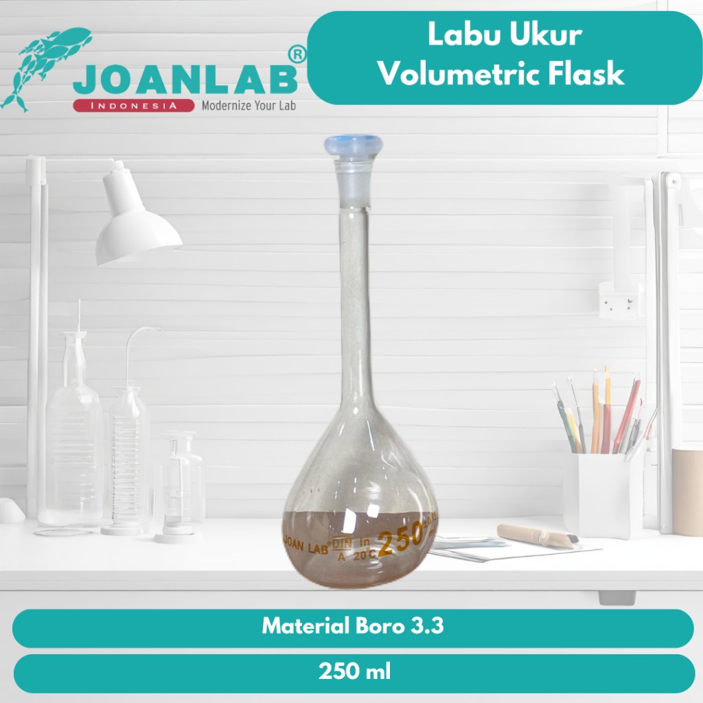 JOANLAB Labu Ukur Volumetric Flask Boro 3.3 250 ml