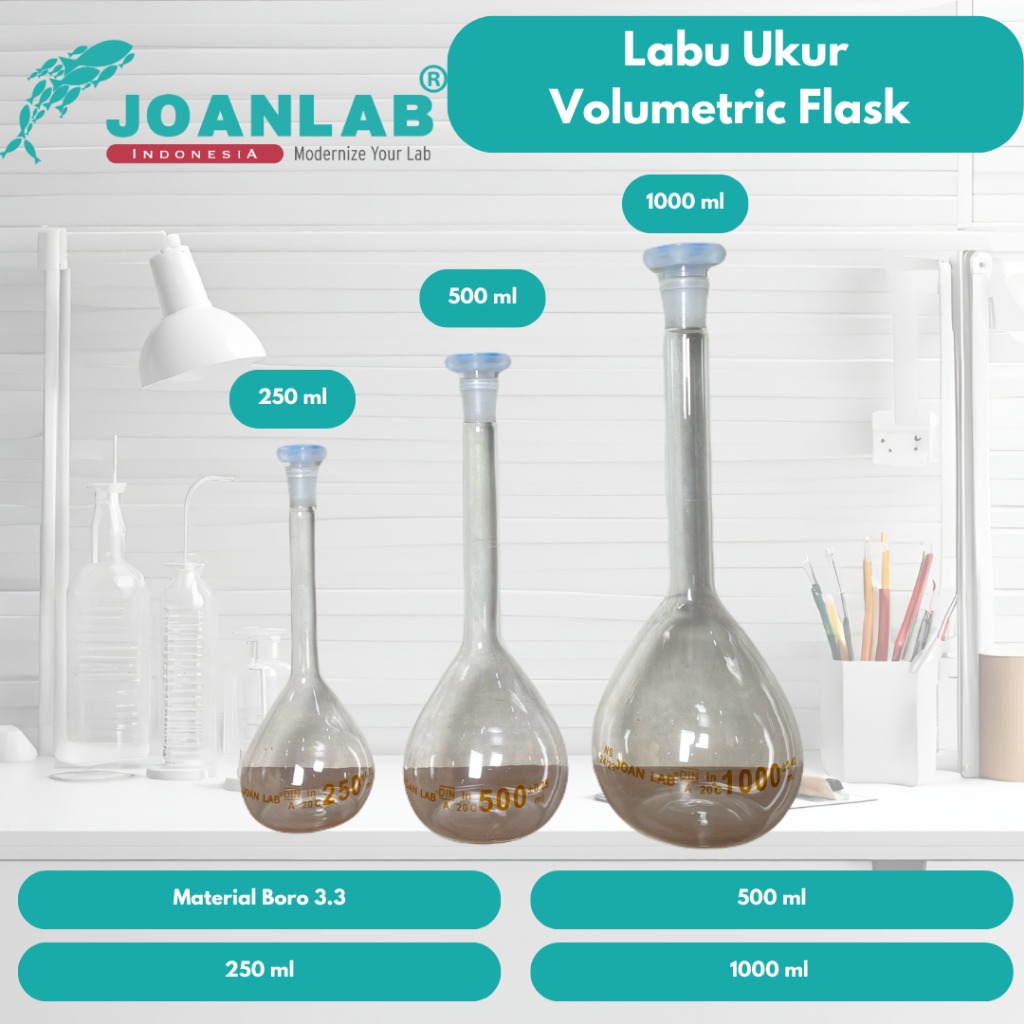 JOANLAB Labu Ukur Volumetric Flask Boro 3.3 500 ml