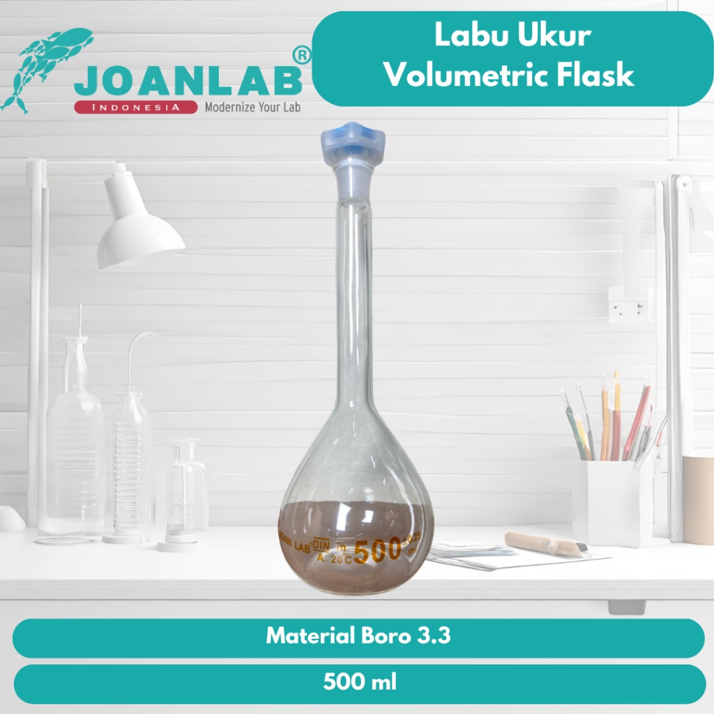 JOANLAB Labu Ukur Volumetric Flask Boro 3.3 500 ml