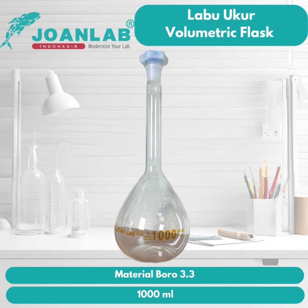 JOANLAB Labu Ukur Volumetric Flask Boro 3.3 1000 ml