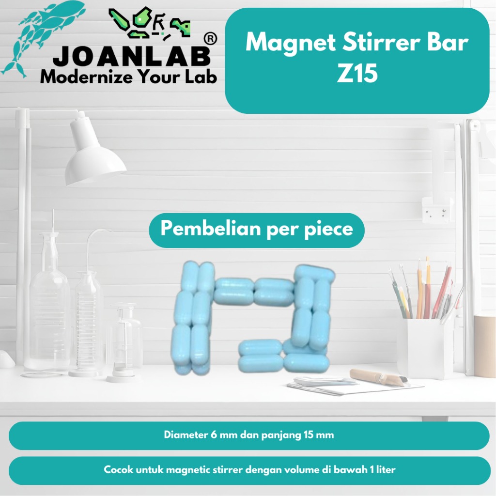 JOANLAB Magnetic Stirring Bar Pengaduk Magnet Z15 Panjang 15 mm