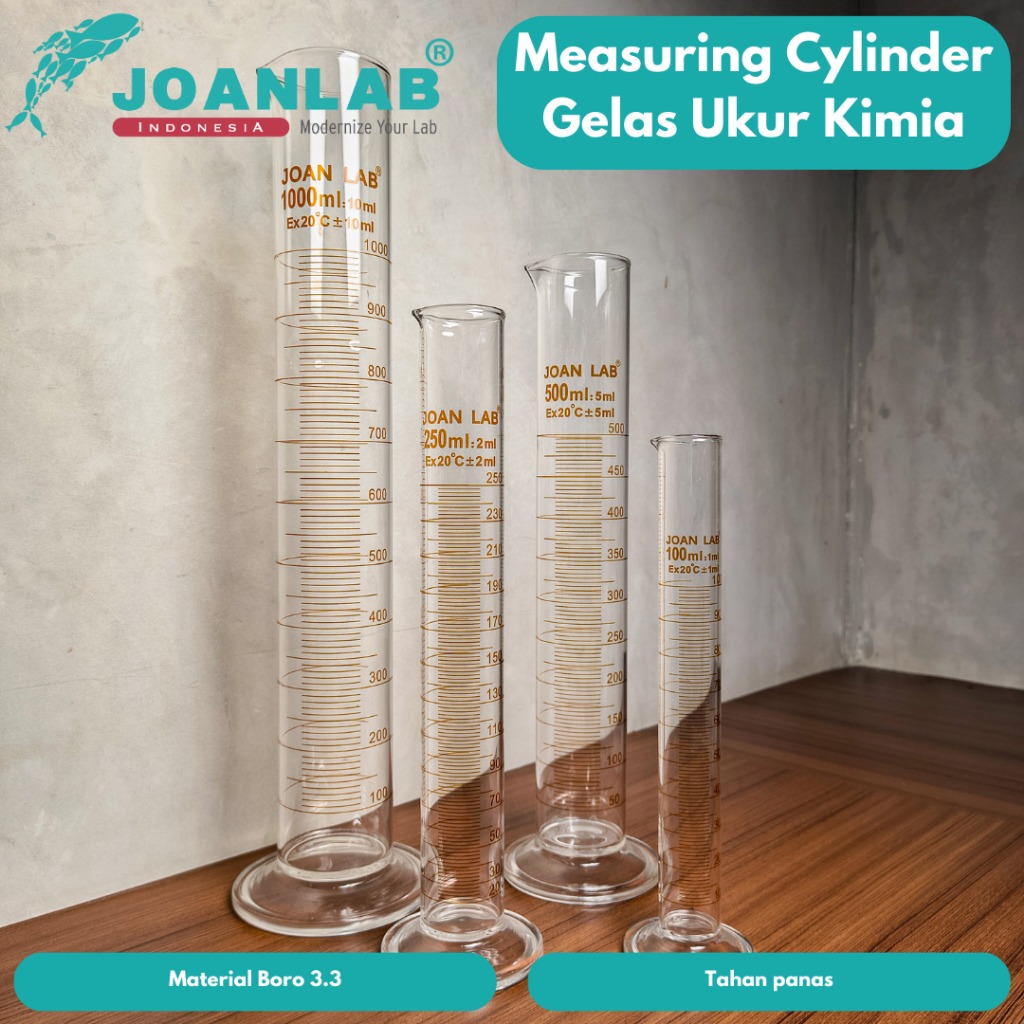 JOANLAB Measuring Cylinder Gelas Ukur Kimia Silinder Boro 3.3 1000 ml