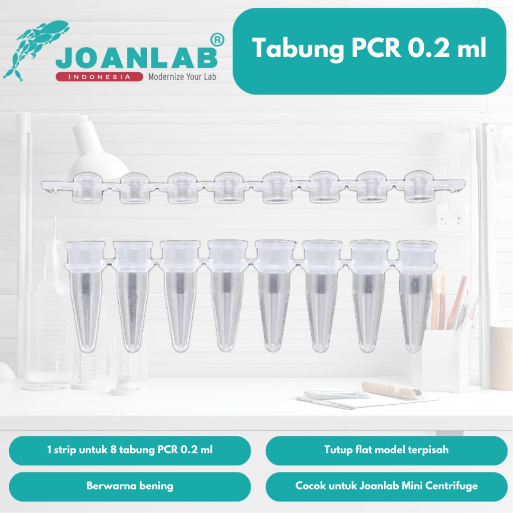 JOANLAB PCR Tube Tabung PCR 0.2 ml isi 125 Strip / 1000 Tabung