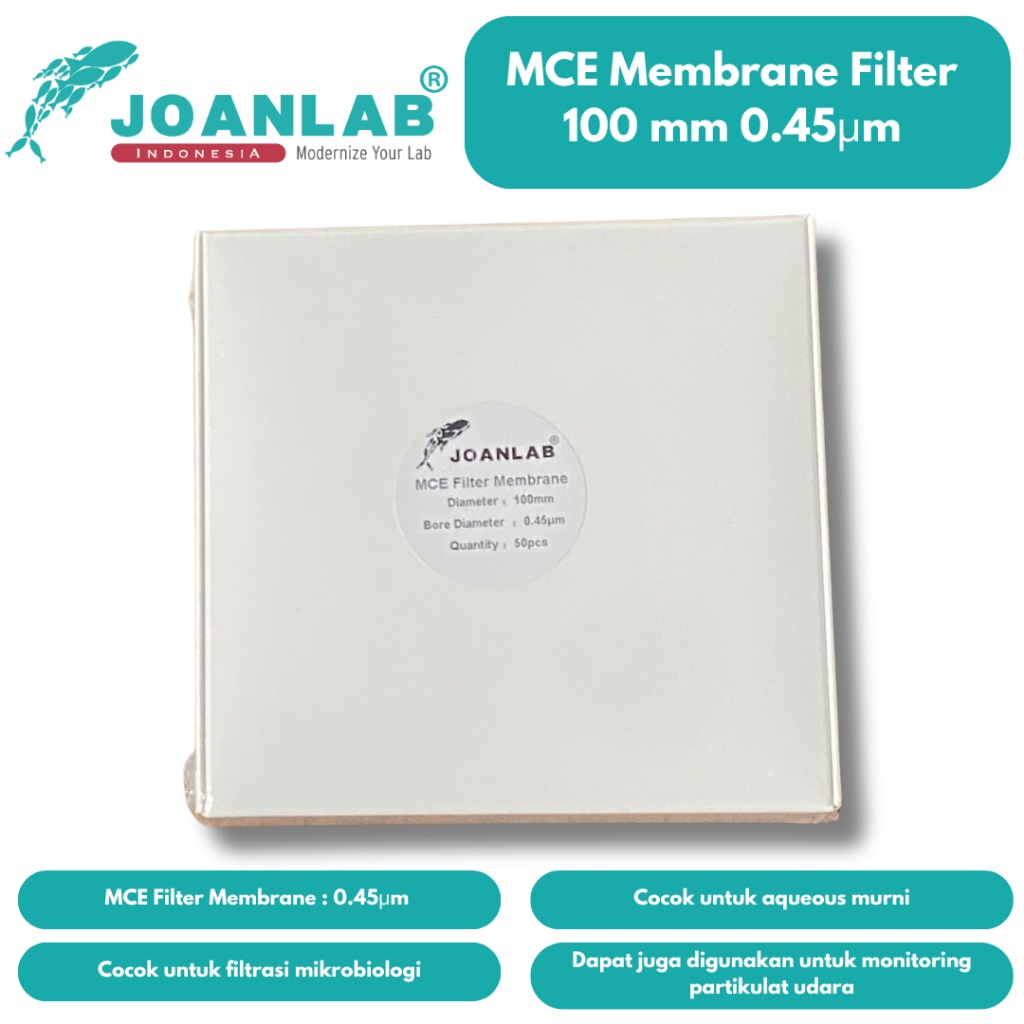 JOANLAB Filter Membrane MCE Diameter 100 mm Pore 0.45 mikrometer isi 50 Lembar