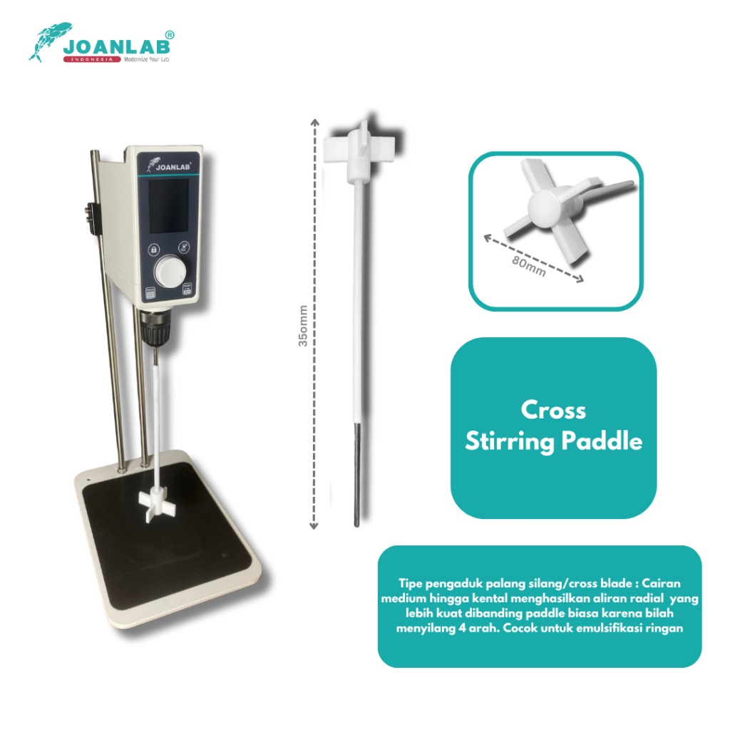 JOANLAB PTFE Paddle Batang Pengaduk Overhead Stirrer Cross