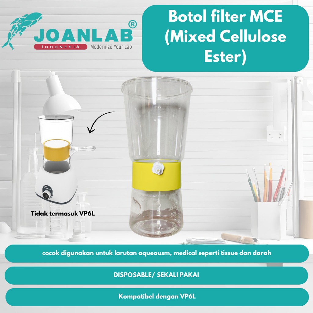 JOANLAB Disposable Filter Bottle Botol Filter Sekali Pakai untuk VP6L (PES/Nylon/PVDF/MCE)