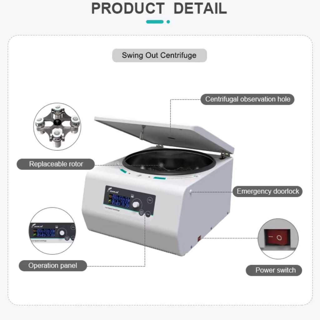 JOANLAB Low Speed Table Top Centrifuge Swing Rotor 5000 RPM LC500-H Rotor 5-A