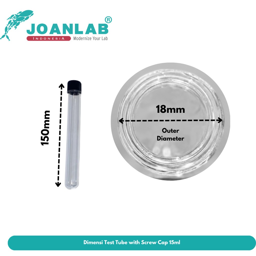 JOANLAB Test Tube With Screw Cap Tabung Reaksi Tutup Ulir 15x150mm Borosilicate 3.3