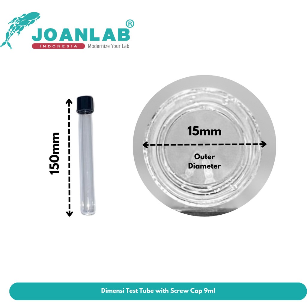 JOANLAB Test Tube With Screw Cap Tabung Reaksi Tutup Ulir 15x150mm Borosilicate 3.3