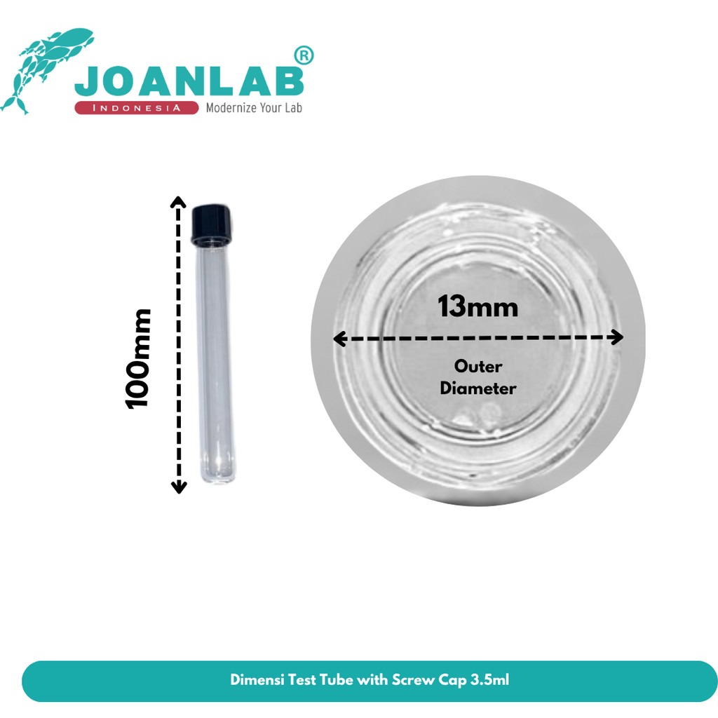 JOANLAB Test Tube With Screw Cap Tabung Reaksi Tutup Ulir 18x150mm Borosilicate 3.3
